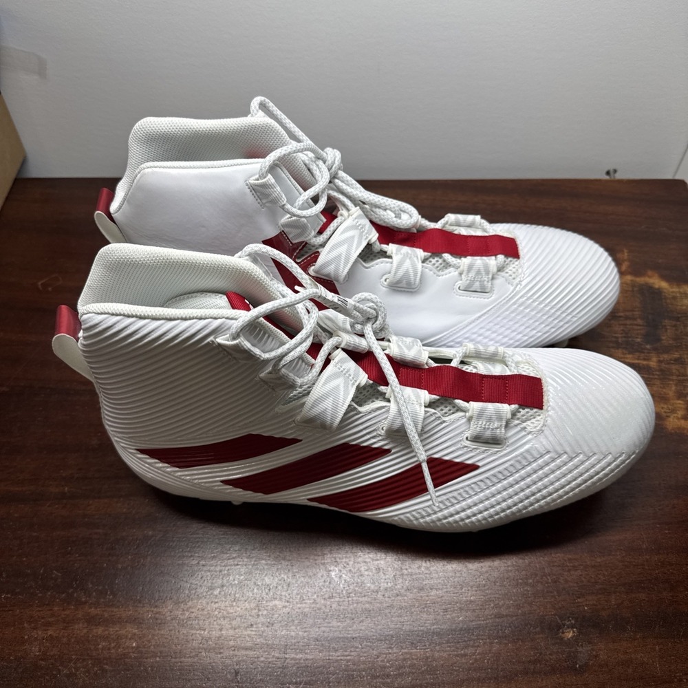 New! Adidas Freak Carbon HI Football Cleats White Red EG5053 Mens size 17